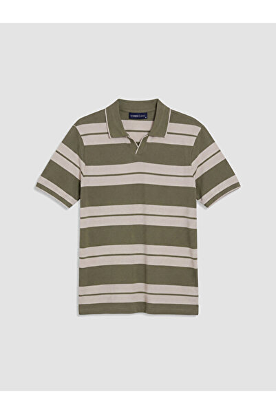 LC Waikiki RMZ GİYİM FARKİLYA Tricou bărbătesc cu guler tip Roba, cu dungi, d...