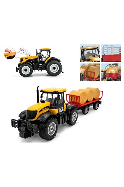 ANGMAD Tractor interactiv cu remorcă basculantă, 43 cm, lumini, sunete, inerț...