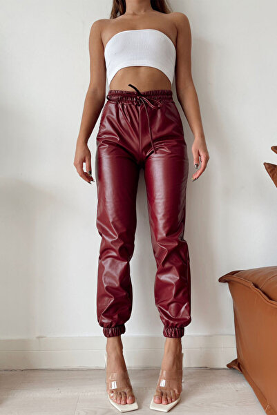 FashionForYou Jezebel Pants, made of faux leather, with high waist and drawst...