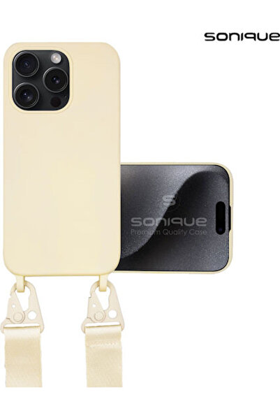Other Sonique Πίσω Κάλυμμα Σιλικόνης 0.5mm με Λουράκι Μπεζ (iPhone 15 Pro Max)