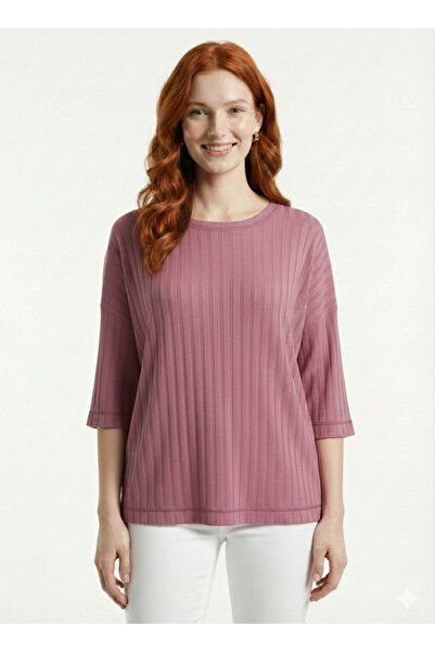 Neden Tekstil Women's Viscose Knitwear 3/4 Sleeve Crew Neck Blouse