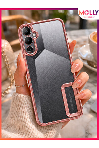 Molly TECNO POVA 4 İçin Kenarları Metalik Rose Lens Koruyuculu Lou Lazer Şeff...