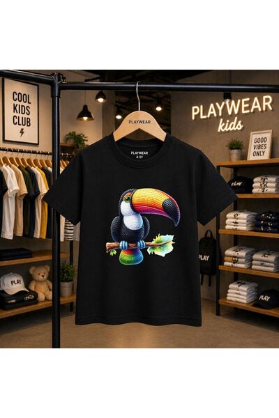 playwear تي شيرت كوكومان مطبوع 100% للأطفال للجنسين 5 6 -7 8-9 10 -11 12 سنة