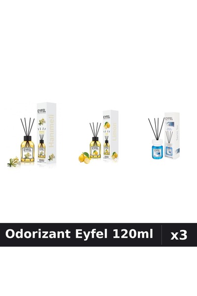 Eyfel Set 3 Odorizante Camera cu Betisoare 120ml - Cool Water, Lamaie, Mana M...