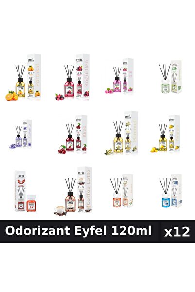 Eyfel Set 12 Odorizante Camera cu Betisoare - 12 Arome Asortate, 120ml