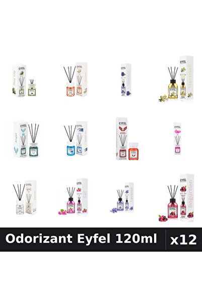 Eyfel Set 12 Odorizante Camera cu Betisoare - 12 Arome Asortate, 120ml