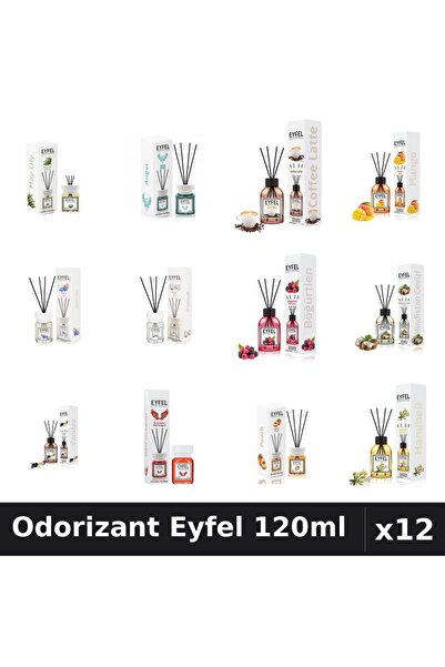 Eyfel Set 12 Odorizante Camera cu Betisoare - 12 Arome Asortate, 120ml