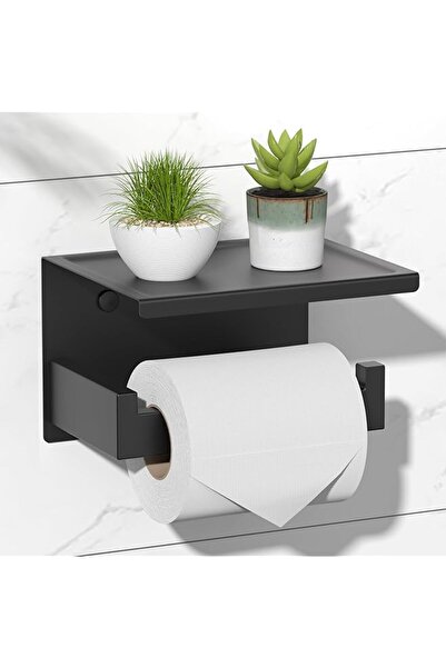 The Bros Matte Black Toilet Paper Holder Adhesive, 3M Toilet Paper Holder wit...
