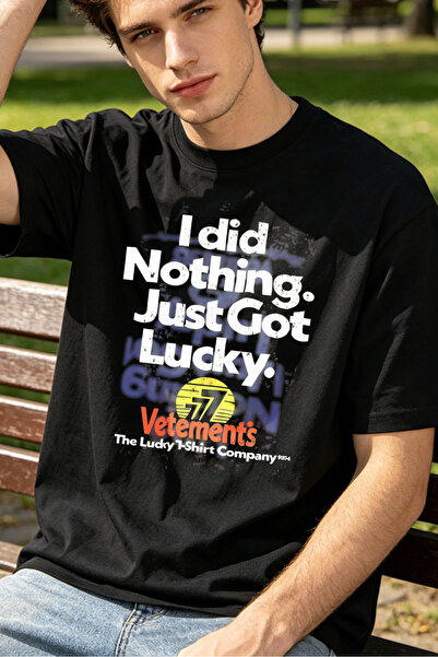 Fleck تي شيرتات كاجوال للرجال I Did Nothing Just Got Lucky VETEMENTS شركة تي ...