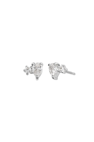Lisa&Co. Gold Leda Earrings White gold / Zircon / White