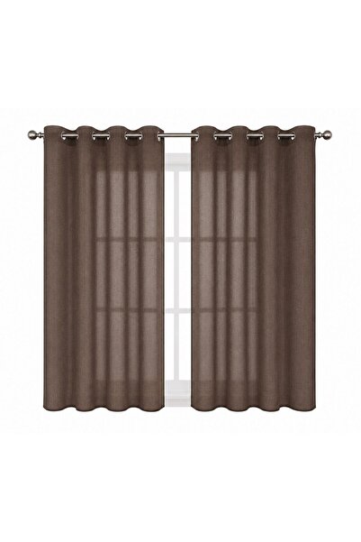 VOİLAGE Plain brown curtain with rings, 140x240 cm, 100% Polyester