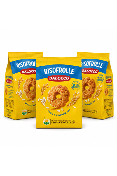 Balocco Set of 3 x Risofrolle Biscuits, with rice flour and crispies, extra c...