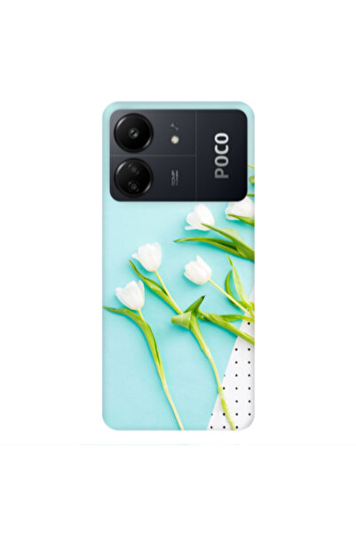 Other Xiaomi Poco C65 White Tulips Transparent Silicone TPU Θήκη