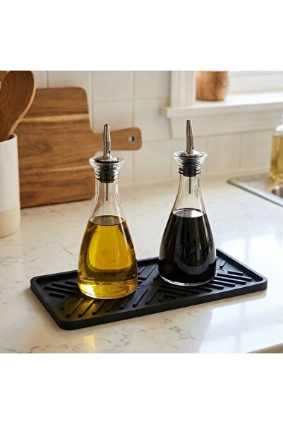 Marsilyan Black Silicone Oil Pot Mat – Non-Slip Kitchen Organizer 23X10 cm (5...