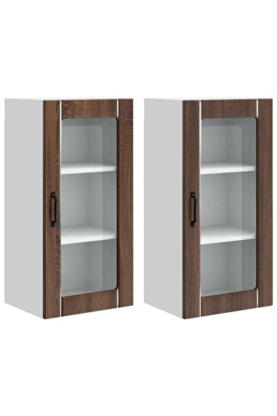 vidaxl Dulap de bucătărie cu raft 2 pcs Stejar închis 40 x 31 x 80 cm