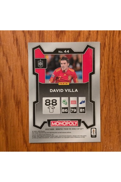 Panini Prizm Monopoly David Villa No. 44 Licensed Playing Cards - Silver