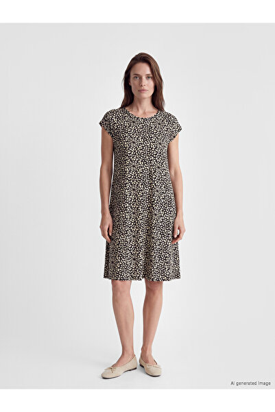 LC Waikiki Vizyon New Season Crew Neck Patterned A-Line Dress