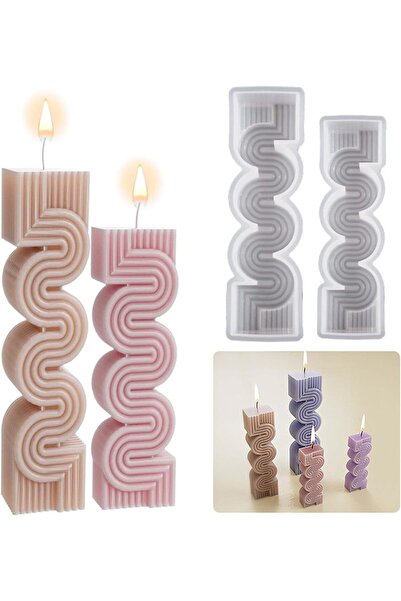 Arabest 2 Pack Geometric S Spiral Candle Mold,Silicone Resin Casting Mold,Pil...