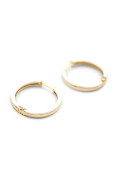 Marsilyan Nvdn- Ieg - Enamel Hoop Earrings - White Iegrs-Nvdn1
