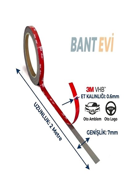 BANT EVİ Oto Amblem ve Logo Yapıştırma Bandı 3M Araç Yazı Yapıştırma Çift Tar...