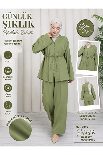VAYNES Milano Pants Suit Elegance Belted Hijab Suit
