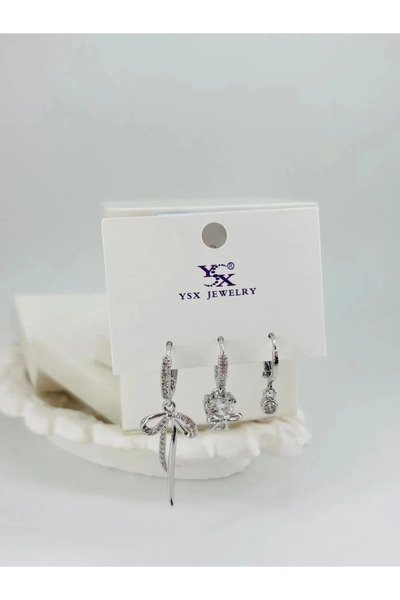 Marsilyan Nvdn- Ieg - Ribbon Detailed Triple Combination Earrings Iegrs-Nvdn1
