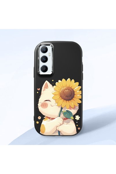 Hontinga Realme C65 Compatible Case Camera Protector Black Silicone Couple Ph...