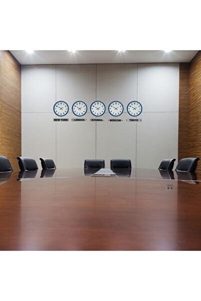 ForWhat 5Pcs 36cm Blue Prestige Style World Time Clocks with Signs for Office...