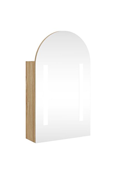 vidaxl Dulap cu oglindă de baie cu LED, stejar, 42x13x70 cm, arcuit