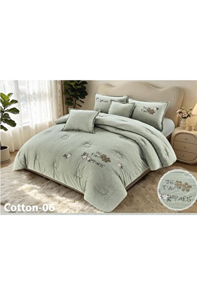 Barigo Plain Bedspread, 100% Cotton, Embroidered, 6 Pieces.