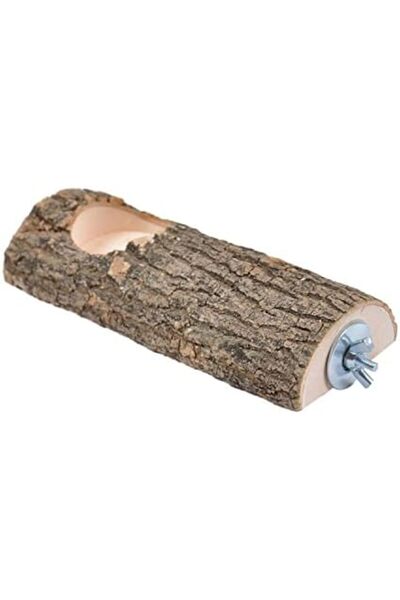 Yıldızan Terra Organic Natural Wooden Bird Perch and Feeding Log Perch with F...