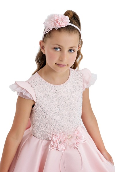 QUEEN Girls' Dress for Occasions "Pearl Fairy Tale" with Fluffy Tulle
