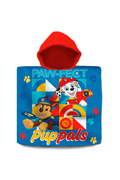 PAW PATROL Βαμβακερή πετσέτα-πόντσο, Pup Pals, 60x120 εκ. Μπλε