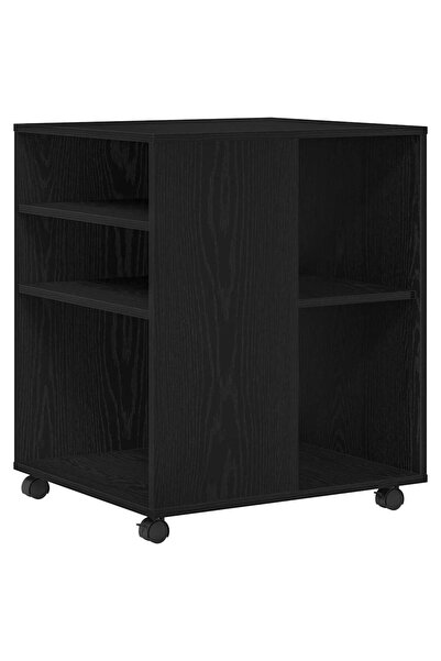 vidaxl Dulap de depozitare cu roata Stejar Negru 60 x 53 x 72,5 cm