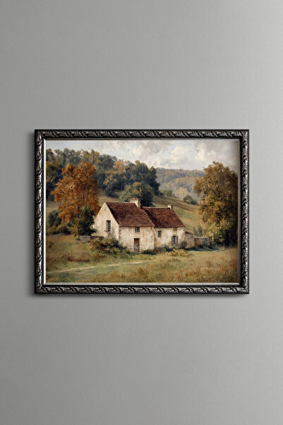 epiqart Rural House Scenery - Vintage Patterned Frame - Thin Model