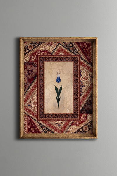 epiqart Geleneksel Desenli Lale Kompozisyonu - Vintage Desenli Çerçeve - İnce...