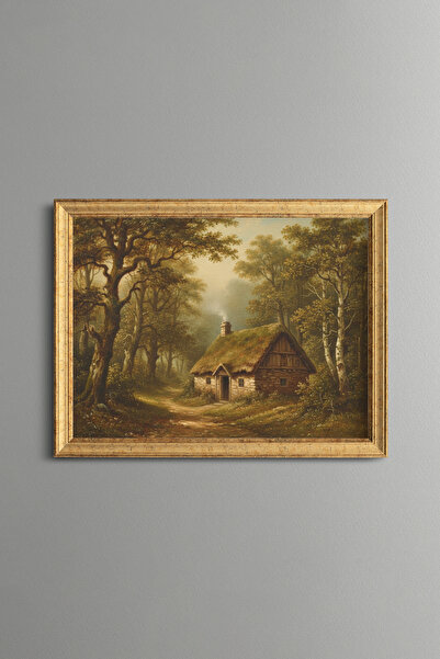 epiqart Cottage in the Forest - Vintage Patterned Frame - Slim Model