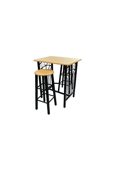 vidaxl Breakfast/dinner kitchen table set, copper wood with black steel