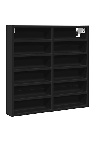 vidaxl Dulap cu vitrină, negru, 60x8,5x58 cm, lemn prelucrat