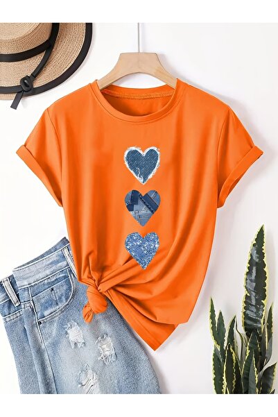 PAVRO Unisex Άνετο T-shirt με μικτό σχέδιο και στάμπα