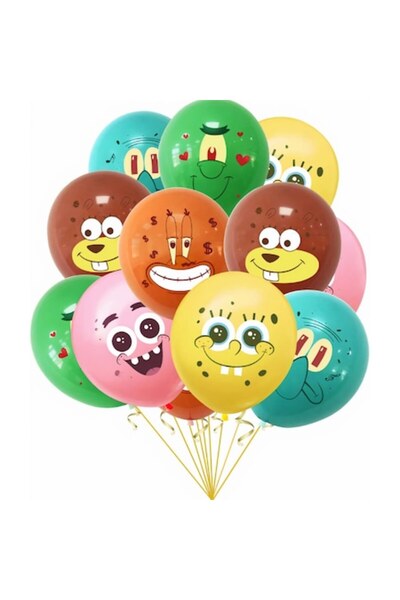 OEM SpongeBob Latex Balloons for Kids Party, 12 Pieces/Set, 30 cm, Cartoon Th...