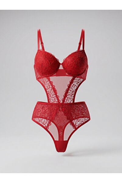 PİNKSECRETBUTİK Pink Secret Scarlet Lace Destekli Body