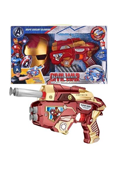 AVENGERS Iron Hero Soft Bullet Blaster Toy Gun with Foam Darts Safe Kids Shoo...