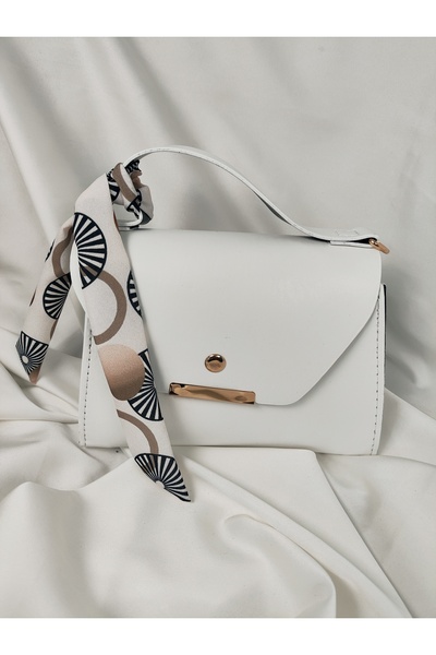 Leaf Accessory Cream Scarf Detailed Crossbody Bag