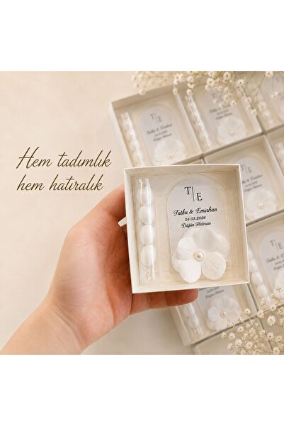 ouzhanya hediyelik Kişiye Özel Pleksi Magnet ve Nikah Şekeri Ortanca Çiçek De...