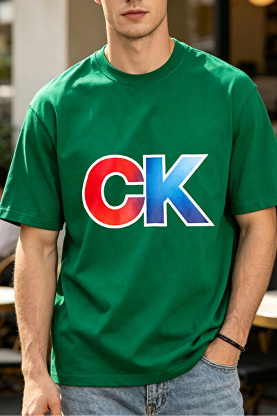Fleck Casual Style T Shirts For Men CK Logo Design Mens Printed T Shirts