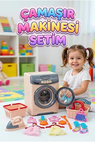 Tıfıl Toys Işıklı ve Sesli Çocuk Çamaşır Makinesi Minik Ev Hanımlarına Özel E...