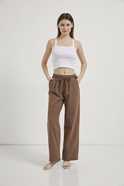 Çarli Ženske platnene pantalone 4760 smeđe