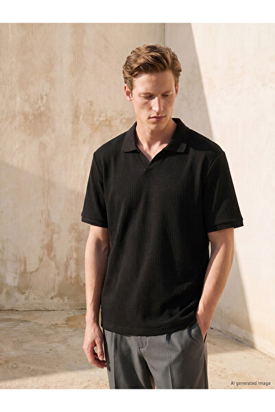 LC Waikiki Black Polo Neck Men's T-Shirt