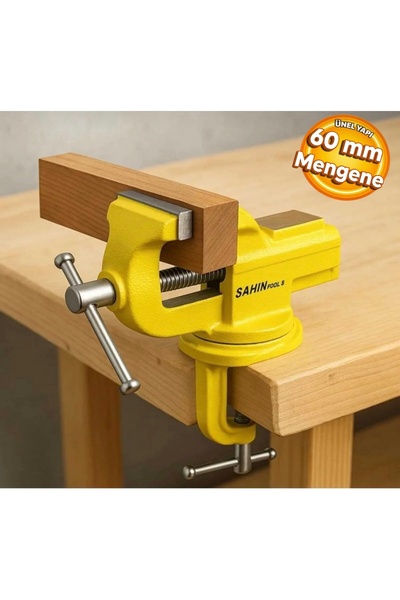 Şahin ŞHT-363 Mini Dönerli 60 mm Tezgah Üstü Masa Mengenesi Metal Döküm